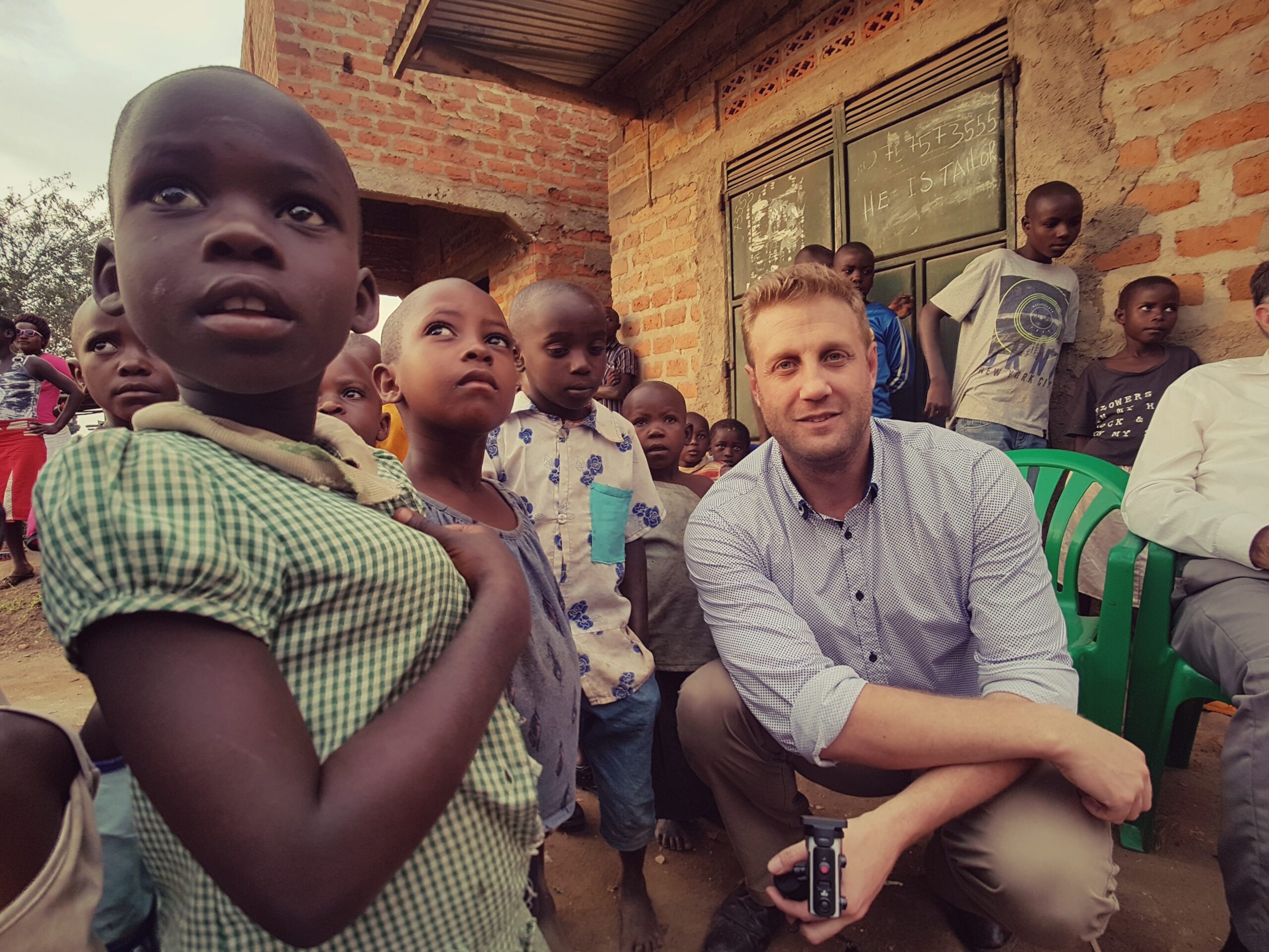 Matt Knighton with Children in Uganda 2017