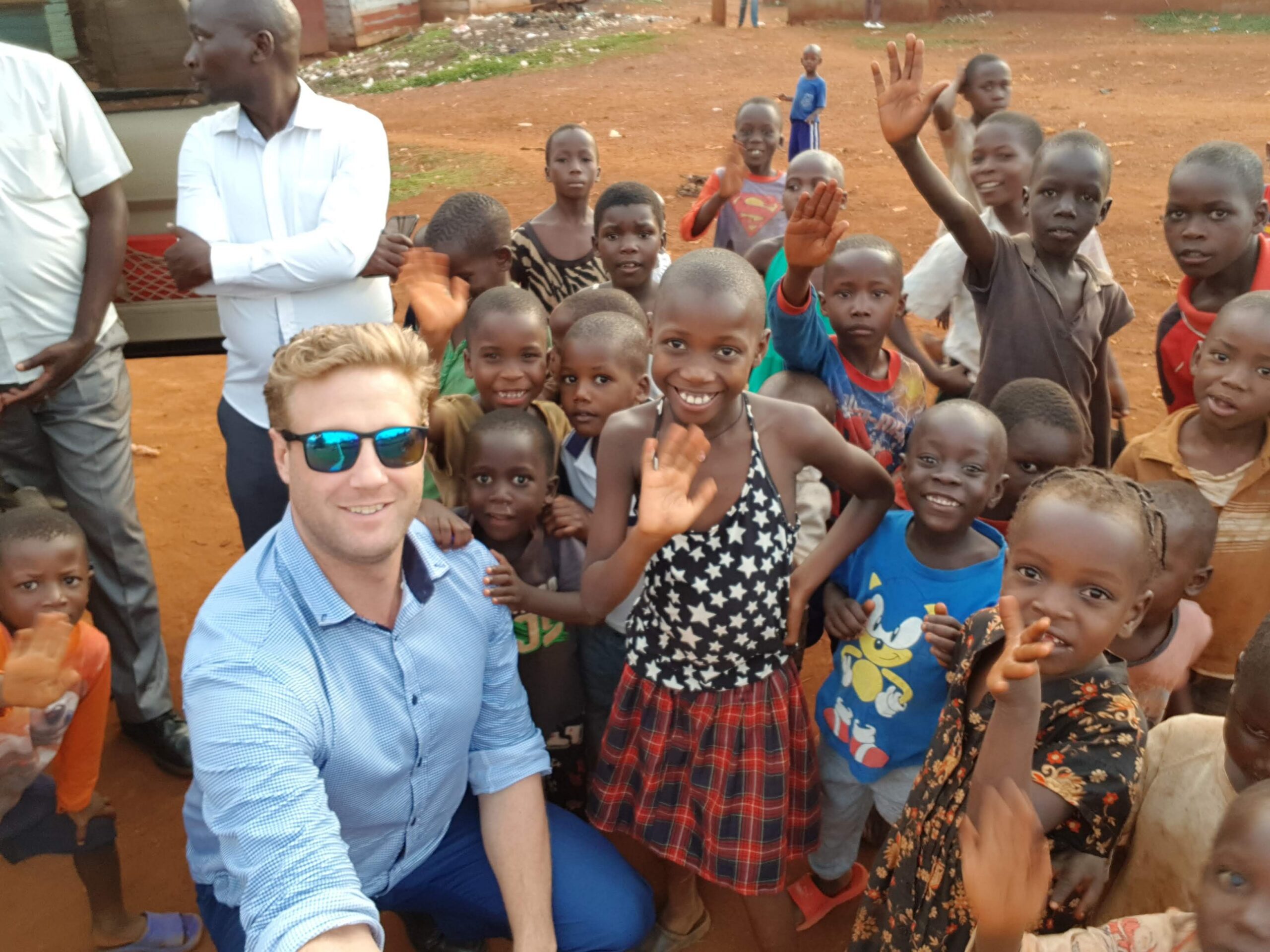 Matt Knighton with Children in Uganda 2017