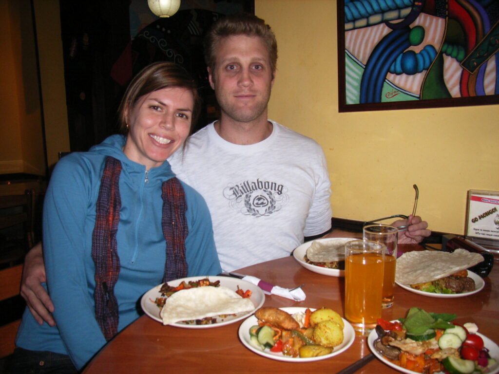 Matt and Kate eating in Ulaanbaatar