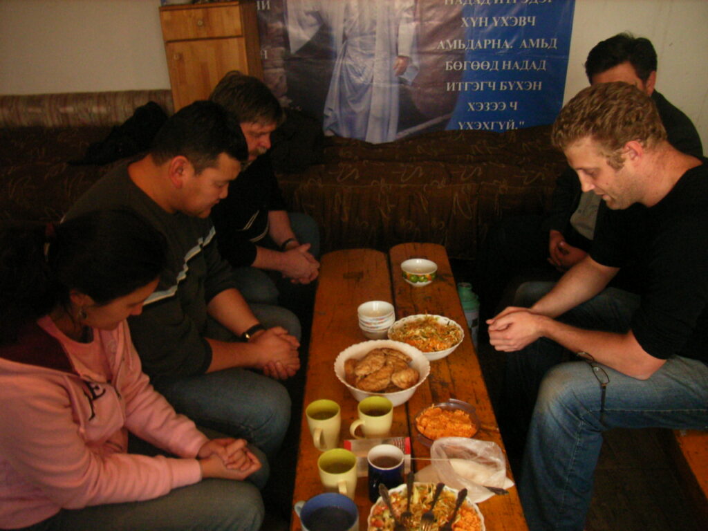Matt and Kate eating in Ulaanbaatar